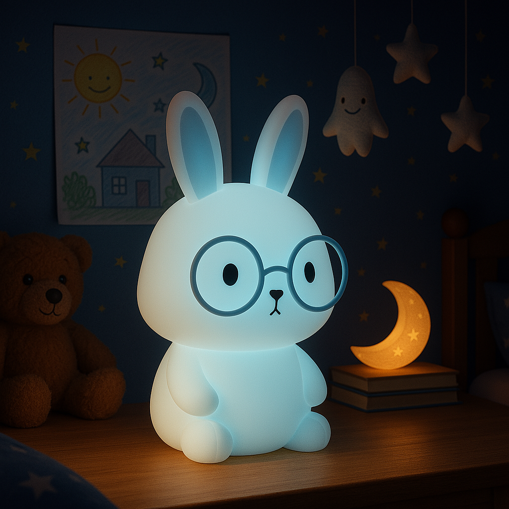 Felix Konijn Nachtlamp – Wit & Blauw | Dimbaar & Meerkleurig Licht | Touch Bediening