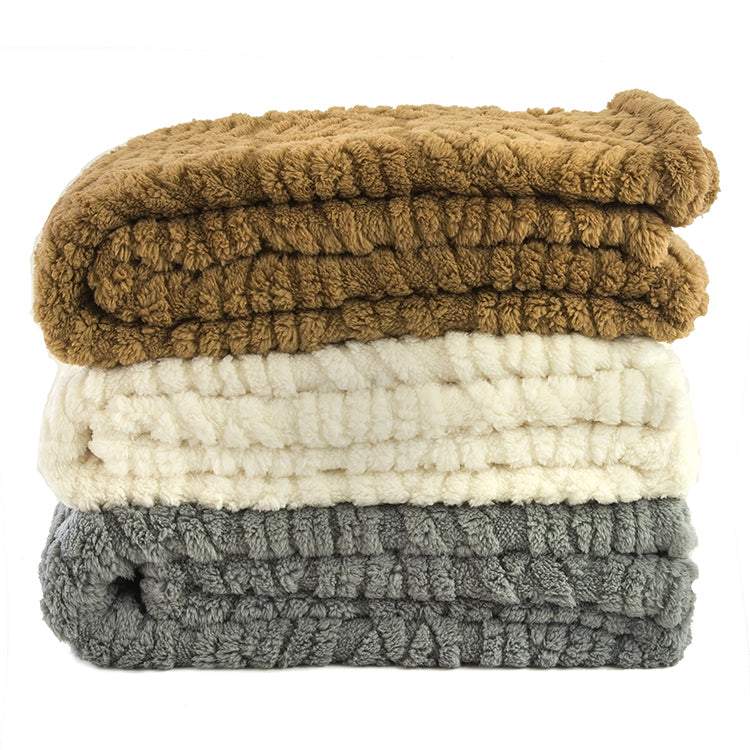 Zest - Teddy Plaid - Flanel Kabel - Lichtgrijs (170x130cm)