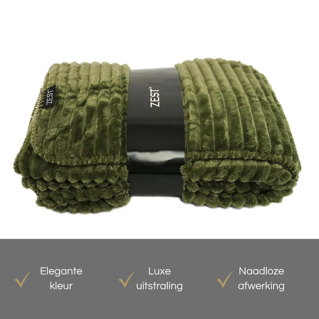 Zest - Plaid - Vacht Rib - Olijfgroen (150x125cm)