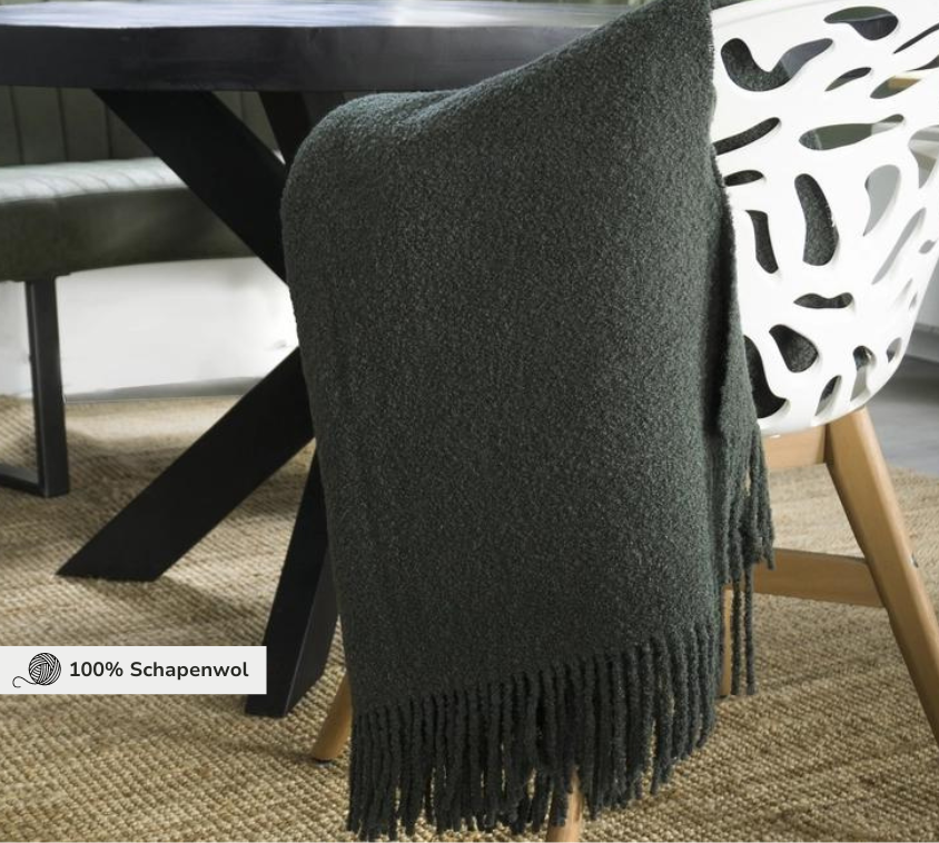 Wollen Plaid - Wol Boucle - Groen