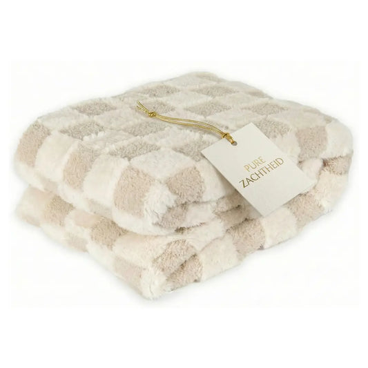 Zest - Luxe Plaid - Beige/Crème geblokt - (170x130 cm)
