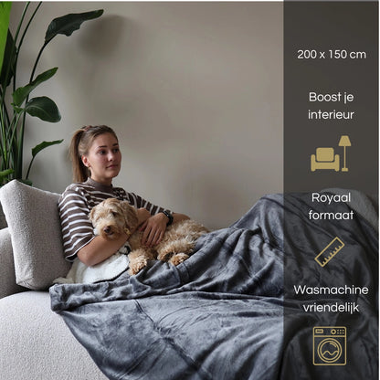 Zest - Plaid - Flanel Vacht - Donkergrijs (200x150cm)