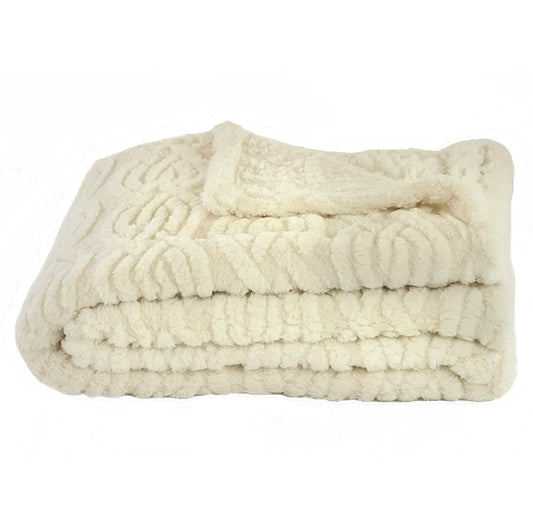 Zest - Teddy Plaid - Flannel Kabel - Elfenben (170x130cm)