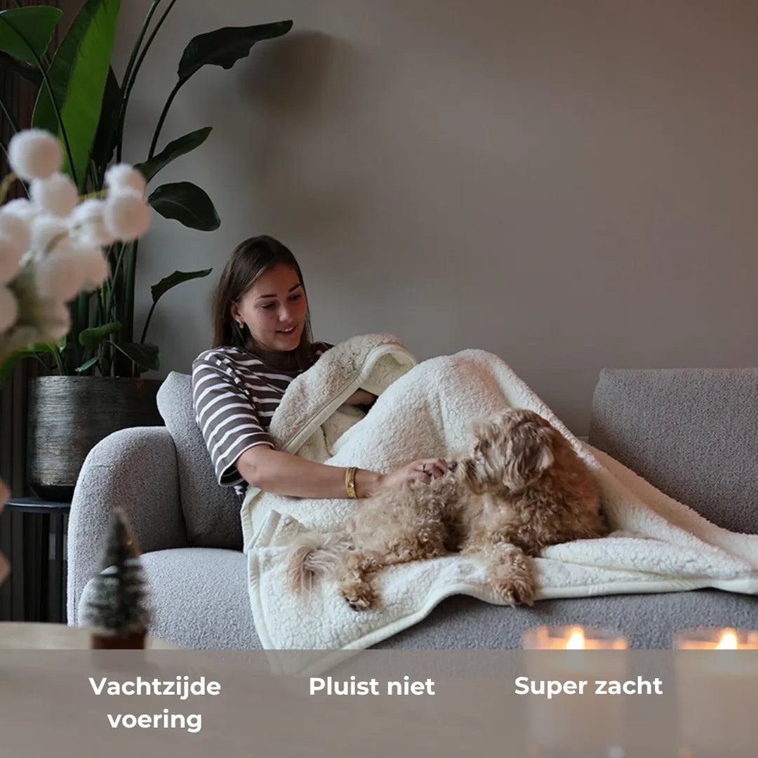 Zest - Plaid - Vacht Zijde - Beige/Ivoor (150x125cm)