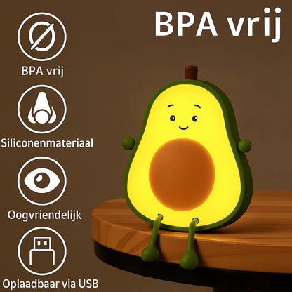 Bobi Avocado Nachtlamp – Groen | Dimbaar & Meerkleurig Licht | Touch Bediening