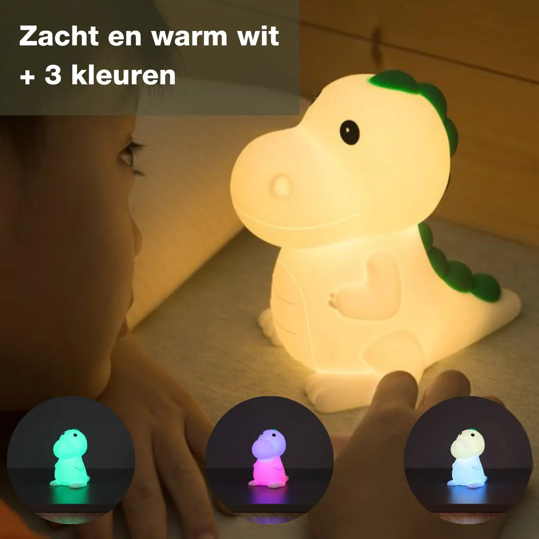 Poldi Dinosaurus Nachtlamp – Wit | Dimbaar & Kleurveranderend