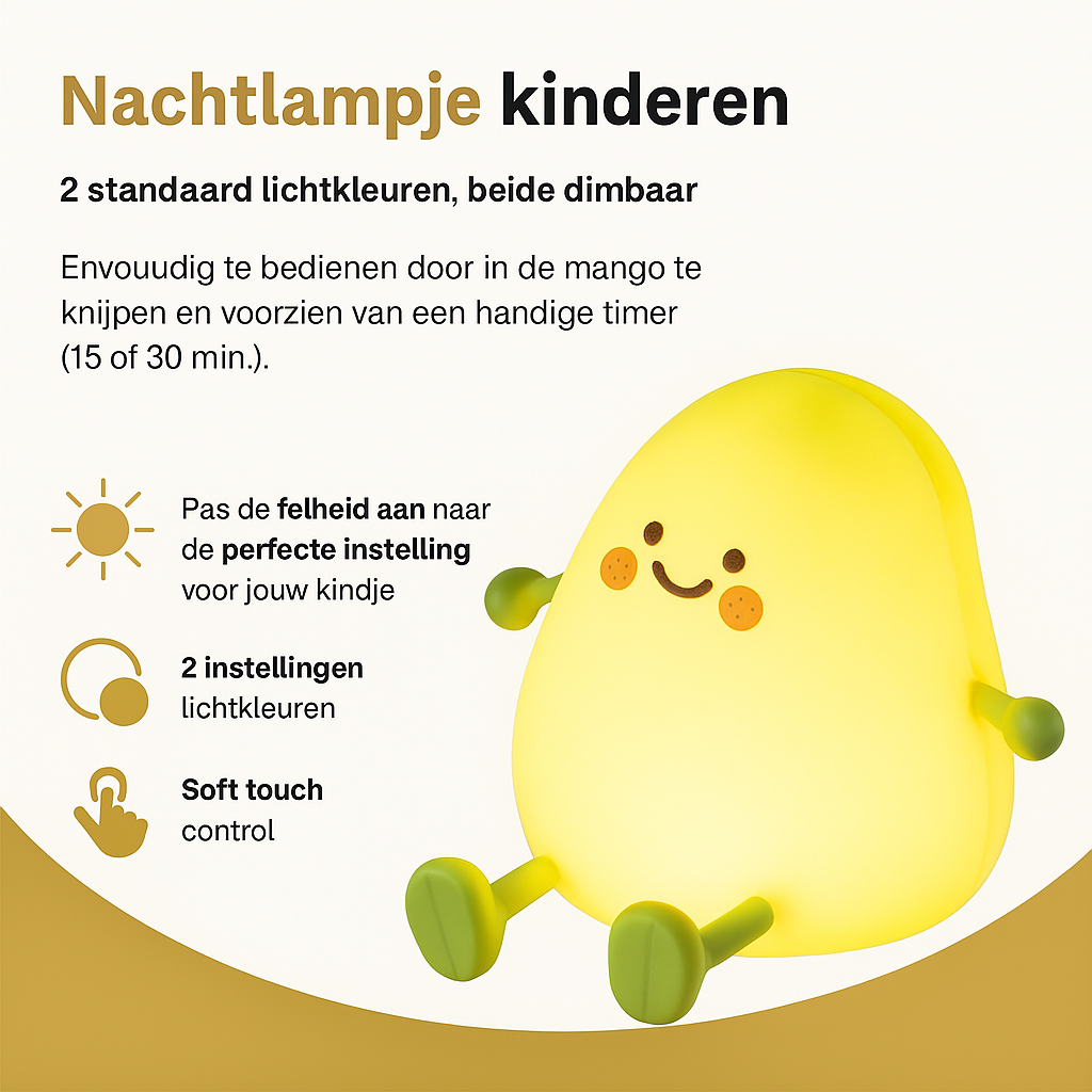 Lia Mango Nachtlamp – Groen | Dimbaar & Touch Bediening