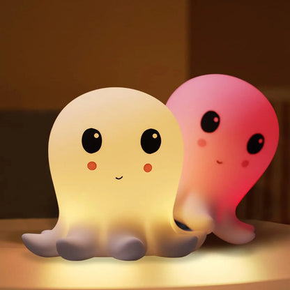 Nelly Octopus Nachtlamp – Wit | Meerkleurig Licht & Touch Bediening