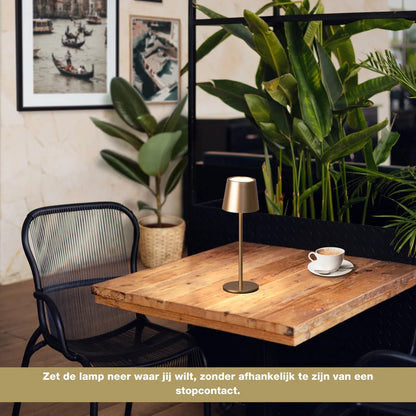Tafellamp oplaadbaar - Draadloos en dimbaar - Koffie