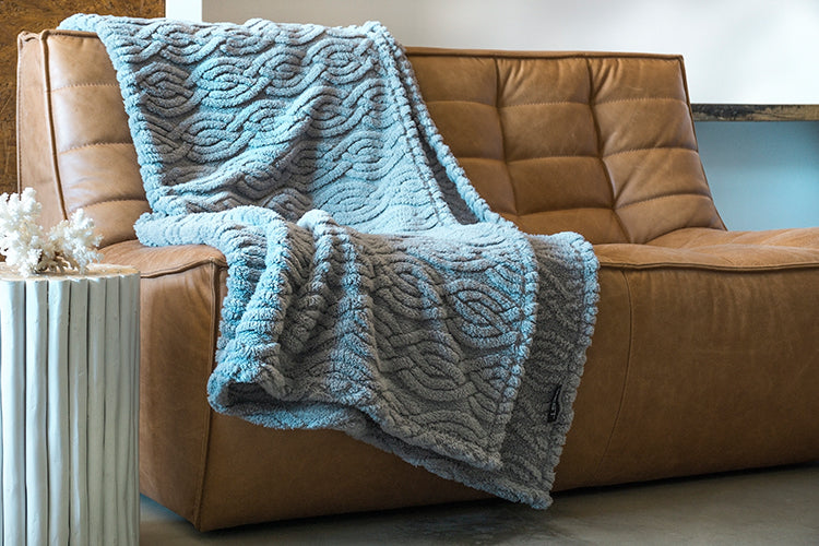 Zest - Teddy Plaid - Flanel Kabel - Lichtgrijs (170x130cm)
