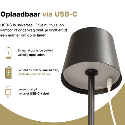 Genopladelig bordlampe - Trådløs og dæmpbar - Kaffe