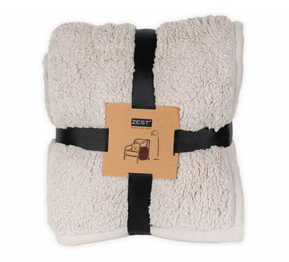 Zest - Plaid - Vacht Zijde - Beige/Caramel (150x125cm)