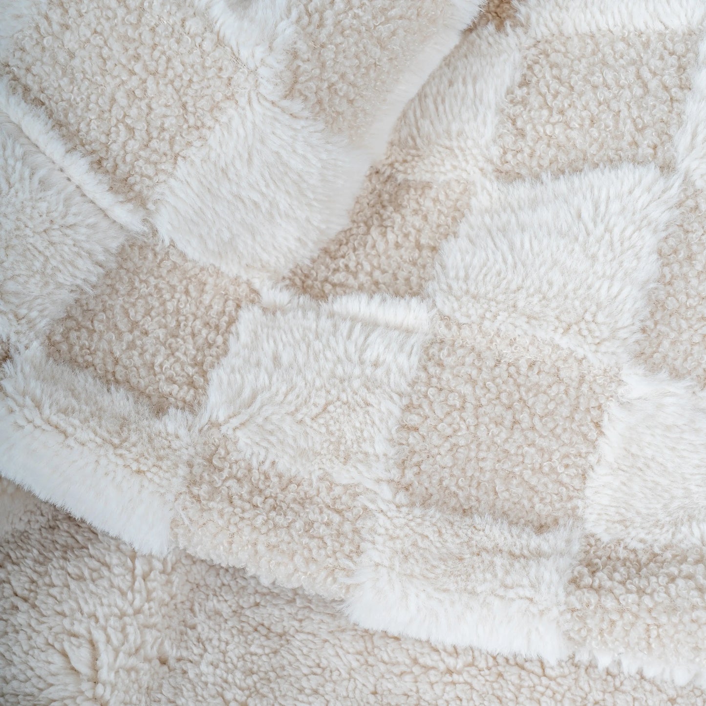 Zest - Luxe Plaid - Beige/Crème geblokt - (170x130 cm)