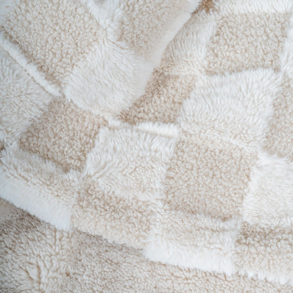 Zest - Luxe Plaid - Beige/Crème geblokt - (170x130 cm)